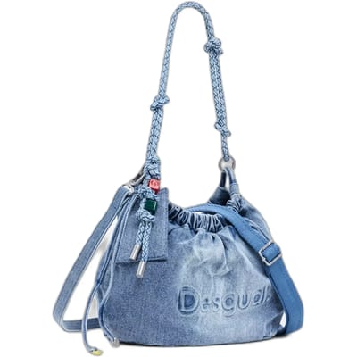 Desigual schoudertas Half Logo Denim Waverly Bag Denim Raw blauwgrijs