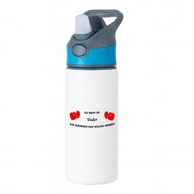 Hacebo® - jij bent de vader die iedereen zou willen hebben waterfles met rietje blauw - Vader - geweldige papa - liefste vader - verjaardag - cadeau - kado - bedankje - geschenk - water fles - 650ML