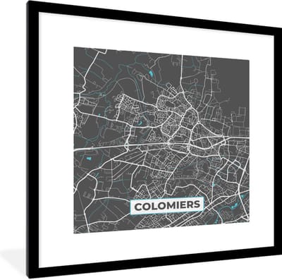 Fotolijst incl. Poster - Colomiers - Frankrijk - Stadskaart - Kaart - Plattegrond - 40x40 cm - Posterlijst