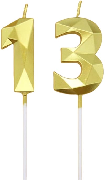 Dailygoods- Verjaardagskaarsen 13 - Gouden Cijferkaars - Taartdecoratie - 3D-Design - Voor Feesten - Hoogwaardige Kwaliteit