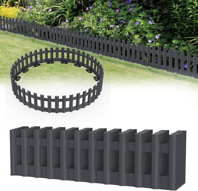 Gazonranden Kunststof - Bloembedrand Palissade - Tuin Afbakenen - Imitatie Hout Design - 6 stuks - Antraciet