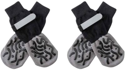 JeiibrZui Hondensokken - Antislip Hondensokken - Grip En Comfort Op Harde Vloeren + Bescherming Voor Gewonde Pooten - 2 Paar - Voor Klein Tot Grote Honden Zwart
