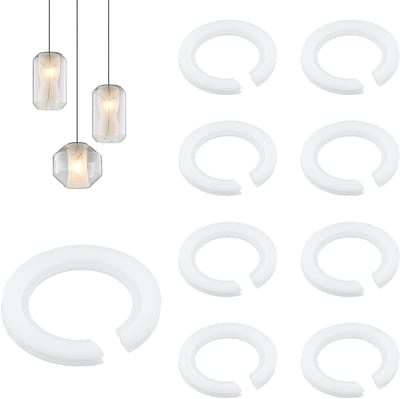 Lumen Reducer Ring Set van 8 Stuks E27 naar E14 Adaptor voor Lampenkappen - Plastic Converter in Wit, Geschikt voor Diverse Verlichting