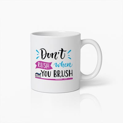 Don’t Rush When You Brush Mok 330ml – Grappige Tandarts Koffiebeker, Mondhygiëne Cadeau