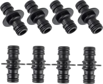 Set van 8 dubbele slangconnectoren voor tuinslangen, 1/2 inch, veilige verbinding voor tuinonderhoud en irrigatie