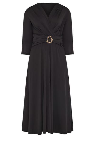 Yours London Zwarte Jurk Met Gespdetail Size 40