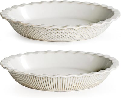 Keramische Taartvorm - Bakvorm Quiche - Taarten Bakken - Non-stick Coating - 9 Inch - Wit