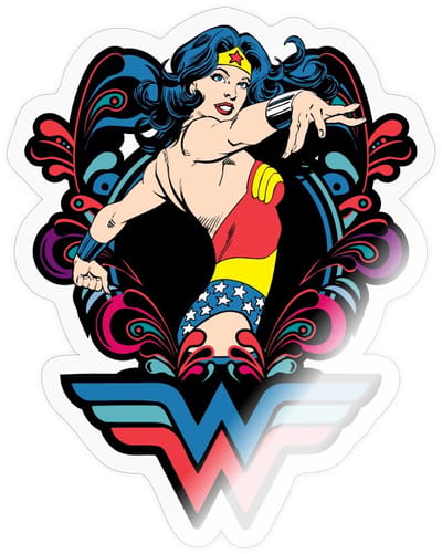 DC Comics Wonder Woman Vecht Pose Sticker maat S (10 x 10 cm)