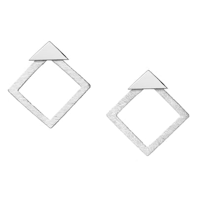 EAR IT UP - Oorbellen - Driehoek - Vierkant mat - Jacket - Push back oorknopjes - 925 sterling zilver - 22 x 19 mm - 1 paar