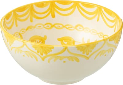 J-Line kom Granada High - keramiek - wit/geel - large - Ø 28 cm