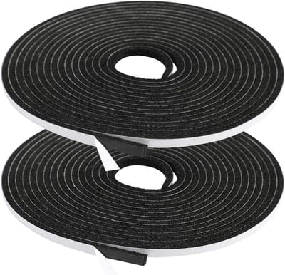 Excluder Strip 6 x 3 MM Schuimafdichtingstape Lijm Weerstrippen Hoge dichtheid Foam Seal Tapes voor raamdeur Diepgang Excluder Isolatie Geluiddicht 4 M x 2 Roll, Totaal 8 M