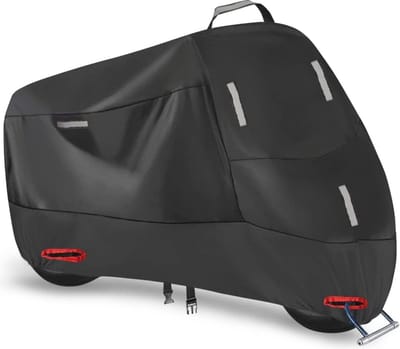 Waterdichte Motorhoes voor Buiten met Reflecterende Strips en Opbergtas - Bescherming tegen Regen en UV (L: 220 x 95 x 110 cm)