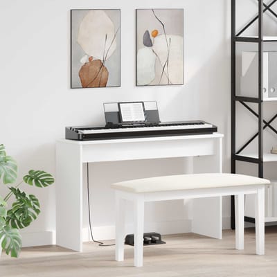 vidaXL - Keyboardstand - Wit - 100 - x - 32 - x - 64 - cm - Bewerkt - hout