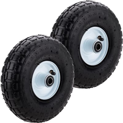 PrimeMatik - Kruiwagenwiel 2-pack 136 Kg 10x3,5" 254x89 mm. Vervangende band voor transportplatform en trolleys
