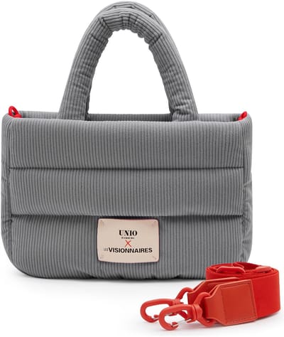 Unio Hamburg x Les Visionnaires handtas schoudertas Corduroy Unio Cortina Light Grey grijs