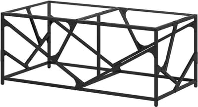 Salontafel Glas - Bijzettafel Woonkamer - Drankjes Plaatsen - Stevig Stalen Frame - 98.5x50x41 cm - Transparant