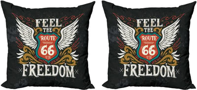 ABAKUHAUS Decoratieve kussenhoes met motorfietsmotief, 2 stuks, motormotto, 40x40 cm, bruin zegel