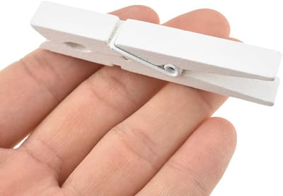 Witte houten wasknijpers 16-pack - Stevig en roestvrij voor wasgoed & ambachtelijke projecten