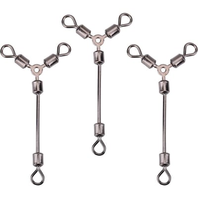 15 Pièces Émerillons Roulants Durables en Y 3 Voies Connecteurs Hameçon Leurre Accessoire de Pêche(4 #) gray