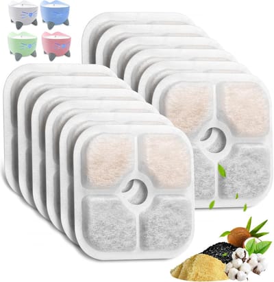 KZQ Drinkfilters - Vierkante koolstoffilters - Kattendrinkers - Universeel - Kattendrinkers - Navullingen - Drinkfilters voor huisdieren - Kattendrinkers - Drinkfilters - Hond - Konijn - 12 stuks - 2,5 l/2 l 8,4 x 8,4 cm Vierkant