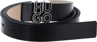 HUGO Leren Riem HU-GO Sta-En Sz25 Leather Belt W85 Black Zwart
