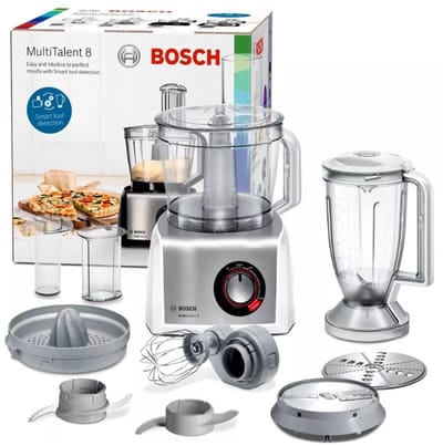 Multifunctionele robot - BOSCH - B1EMC812S8 - 1250 W - 3,9 L - Snelheidsregelaar + Turbo - Wit / Roestvrij staal - 80 receptenboek cadeau