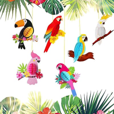 Tropische Papegaai Decoratie 6 Stuks - Kleurrijke Hangdecoraties - Herbruikbaar - Perfect voor Feesten en Tuin - ShopVlot