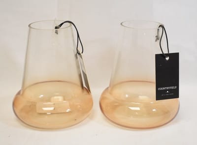 Countryfield - 2 stuks - XS Vaas - glas - 2 kleurig - helder - licht bruin - H15 x Ø 12 cm - opening Ø 6,5 cm