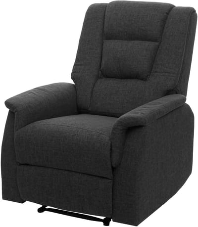 Televisiefotel MCW-F23, relaxfauteuil Ligfauteuil, stof/textiel 102x79x96cm ~ grijs zonder massage- en warmtefunctie