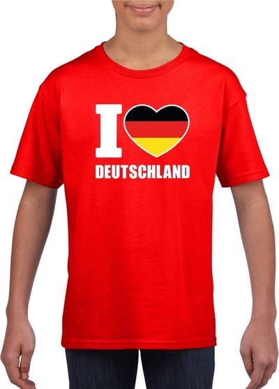 Rood I love Deutschland supporter shirt kinderen - Duitsland shirt jongens en meisjes 110/116