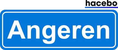 Hacebo - Plaatsnaam Sticker - 29x10 CM - Angeren sticker - Verkeersborden sticker - grappige cadeaus - Angeren