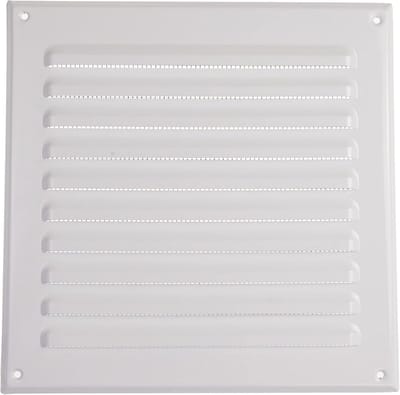 Ventilatie rooster - Afdekplaat rooster - Luchtstroom verbeteren - Ingebouwd insecten scherm - 250 x 250 mm - Wit