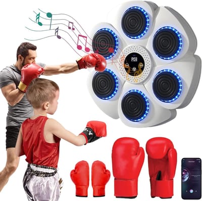 Muziek Boksmachine - Slimme Muziek Ponsen Wandmontage LED Licht Ponsen Machine met Bokshandschoenen, Bluetooth Verbonden 9 Modi 18 Snelheden en Telmodus voor Volwassenen en Kinderen
