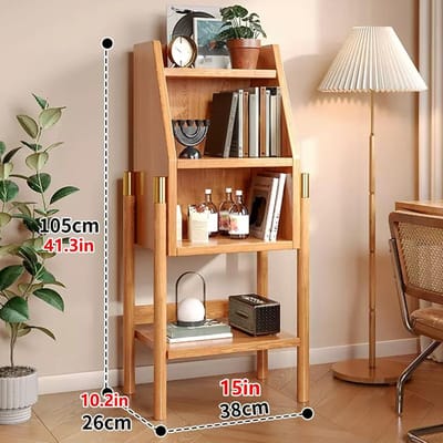 Vitrinekast - Boekenplank Opbergkast - Verzamelobjecten Tonen - Vrijstaande Vloerkast - 38x26x105cm - Natuurlijk
