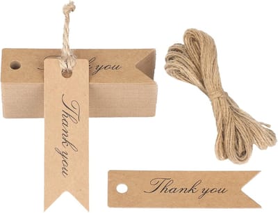 Hangtag - 100 Stuks - Kaarten - Papier - Kaartje - Cadeau Labels - Bedankkaart - Wenskaarten - Te gebruiken voor cadeaubonnen, zelfgemaakte bedankkaartjes, feestuitnodigingen - 7*2cm