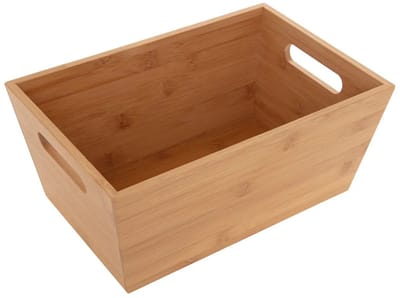 5Five Opbergbox van bamboe hout - naturel - 30 x 20 x 13 cm - met handvaten - opbergers bakjes/kastmanden