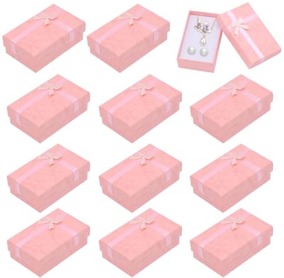 Dailygoods- Sieradenbox Dikker en Duurzamer - Geschenkdozen met Deksel - Kartonnen Verpakking - 24 Stuks - Roze - Perfecte Afmetingen 5x8 cm