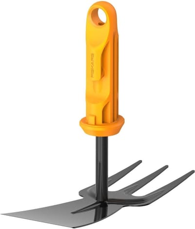 Dubbele Tuinhark - Combinatiehark - Tuinonderhoud - Ergonomisch Handvat - 5.4 x 15 x 13.3 cm - Zwart/oranje