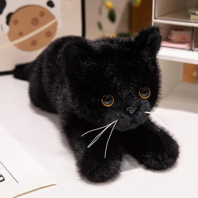 45/55cm Schattige Simulatie Ragdoll Kat Pluche Speelgoed Zacht Gevuld 8 Kleuren Kitten Model Nep Kat Realistische Dieren Meisjes Valentijnsdag 45cm zwart