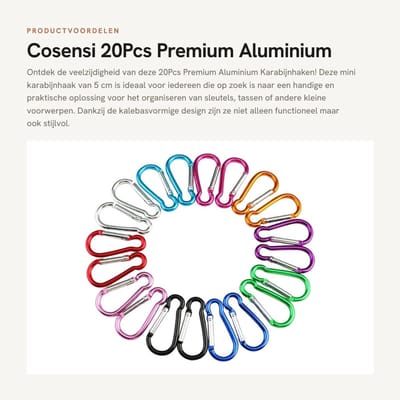 Dailygoods- Karabijnhaak Set 20 Stuks - Mini Karabijnhaak 5cm - Aluminium Sleutelhanger - Multifunctionele Clip - Diverse Kleuren - 100% Tevredenheidsgarantie