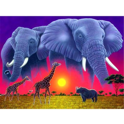 Point de croix Mosaïque Diamant Rond Complet Animal Peinture Diamant Broderie Éléphant Décoration Maison 20X30CM gray
