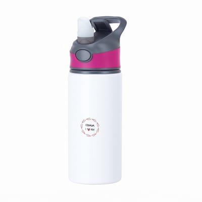 Hacebo® - stepmom I love you waterfles met rietje roze - Mama - de liefste stiefmoeder - Moeder cadeautjes - moederdag - verjaardagscadeau - verjaardag - cadeau - geschenk - kado - gift - moeder artikelen - water fles - 650ML