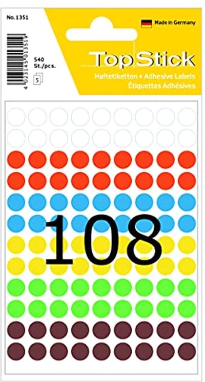 Multifunctionele Zelfklevende Etiketten en Markeerpunten - Ø 8 mm, 5 Vellen, 540 Kleurrijke Stickers