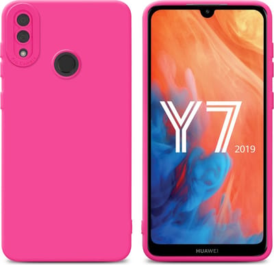 Cadorabo Hoesje geschikt voor Huawei Y7 2019 / Y7 PRIME 2019 in FLUID HOTPINK - Beschermhoes gemaakt van flexibel TPU silicone Cover Fluid Case
