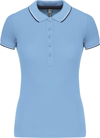 Kariban Damespolo korte mouwen K251 - Sky Blue / Navy / White - S