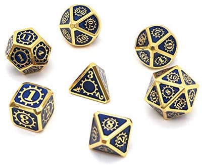 7-delige metalen polyhedral dobbelstenen set met zwarte opbergtas voor RPG's en bordspellen