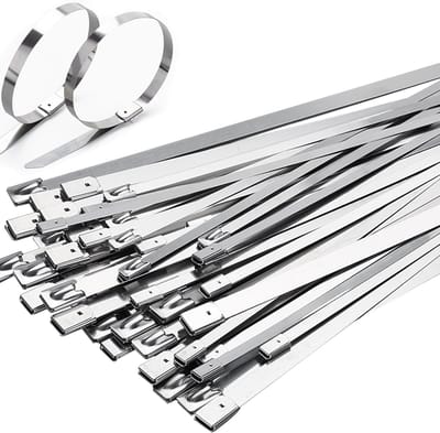 Roestvrijstalen Kabelbinders - 100 Stuks UV-bestendig, Verwijderbaar voor Kabelbundeling, Tuinonderhoud en Bevestigen van Schuttingen en Luifels