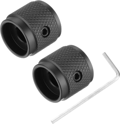 2 stuks gitaarknoppen van metaal, volume- en toonregelknoppen, 6 mm x 17 mm, met bevestigingsschroeven voor elektrische gitaar, laag, zwart