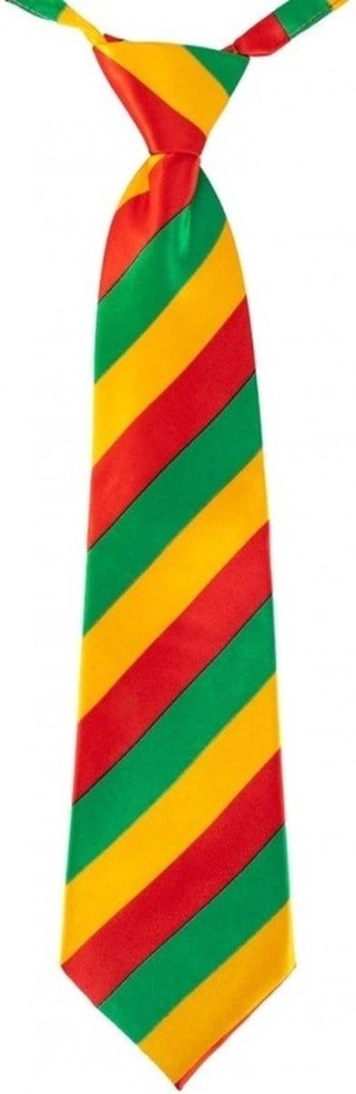 PartyXplosion Carnaval verkleed stropdas Limburg - gestreept - rood/geel/groen - 40 cm - volwassenen