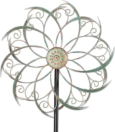 Windspinner Tuin - Kinetische Windmolen - Tuindecoratie Buiten - Roestvrij Metaal - 30 x 137 cm - Groen